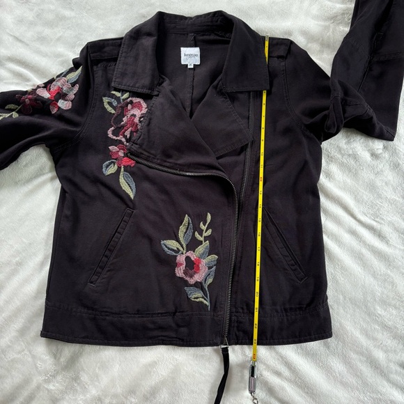 Kensie moto style embroidered jacket black - Picture 4 of 9